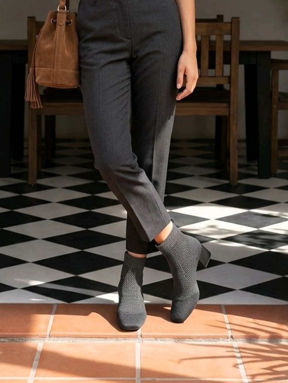 Melissa Square-Toe Perforated Heeled Boots EU 38 US W7